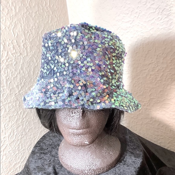 NWT Sequin Blue Bucket Hat - Picture 2 of 4